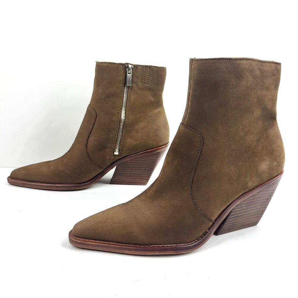 DOLCE VITA  Volli Women Brown Leather Block Heeled Ankle Bootie Western Size 9